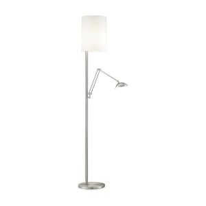 LED-Stehleuchte KIRA-L, nickel matt - Glasschirm opal matt weiss