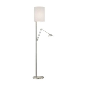 LED-Stehleuchte KIRA-L, nickel matt - Stoffschirm weiss