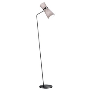 Lampadaire YUNA-S, noir - Abat-jour en chintz gris