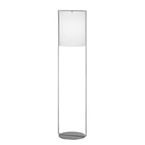 Lampadaire ALVA, nickel mat - Abat-jour en chintz blanc