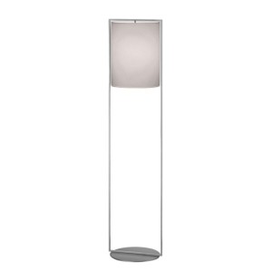 Lampadaire ALVA, nickel mat - abat-jour en chintz gris