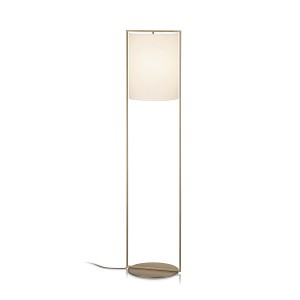 Lampadaire ALVA, effet bronze - Abat-jour en chintz blanc