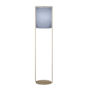 Lampadaire ALVA, effet bronze - abat-jour en chintz bleu
