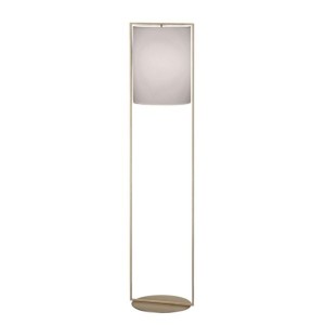Lampadaire ALVA, effet bronze - Abat-jour en chintz gris