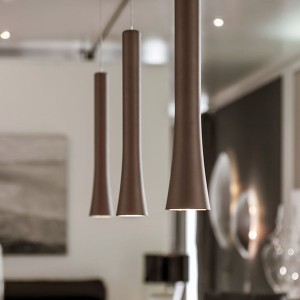 Pendant luminaire RIO, 3 light, brazilian brown, 220-240V, 50-60Hz, LED, 2700K, 3x 1350lm, 33.6W, CRI>90, externally dimmable (CASAMBI), Integrated LED, canopy brushed aluminium