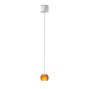 Pendant luminaire BALINO, Höhenverstellbar, 1 light, chrome, 220-240V, 50-60Hz, LED, 2700K, 1050lm, 11.2W, CRI>90, externally dimmable (CASAMBI), Integrated LED, canopy matt white, bright orange shade