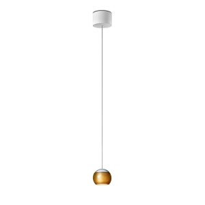 Pendant luminaire BALINO, Höhenverstellbar, 1 light, chrom matt, 220-240V, 50-60Hz, LED, 2700K, 1050lm, 11.2W, CRI>90, externally dimmable (CASAMBI), Integrated LED, canopy matt white, bright gold shade