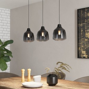 Pendant light SEDBERGH, 3-flames, black / grey