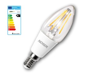 NOSER LED E14 Kerze C35, klar, 4W, 450lm, warmweiss - 2700°K, Art. Nr. 448.04