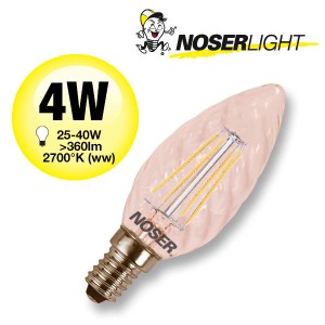 NOSER Filament LED C35 twisted, amber, 4W, 360lm, warm white