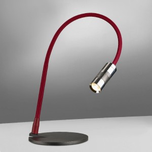 OLIGO Table Luminaire A LITTLE BIT, Head chrome, tube matt red, base matt black