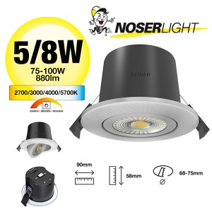 NOSER LED Einbauleuchte 4CCT, 5/8W, stahl gebürstet, dimmbar