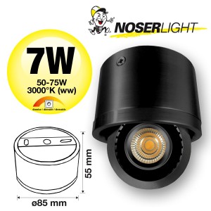 NOSER LED  Aufbauleuchte schwarz, 7W, 510lm/1489cd