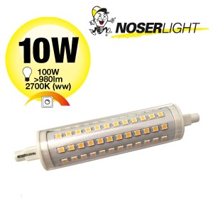 NOSER R7s LED 10W, >980lm, 240V, warmweiss, dimmbar