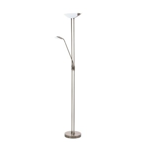 LED Lampadaire avec bras de lecture BAYA, 3-flammes, brun