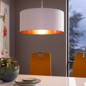 Pendant Light PASTERI, 1-flame, matt nickel / white / copper