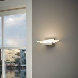 LED Wall Light METRASS, 1-flame, matt nickel, shade satined glass