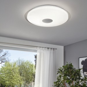 LED Ceiling Light LANCIANO, 1-flame, 660mm, white / silver