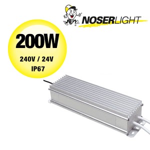 NOSER- LED Driver IP67, 200W Leistung, 240VAC/24VDC, Farbe alu