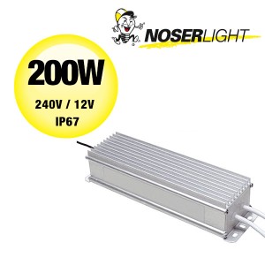 NOSER- LED Driver IP67, 200W, 240VAC/12VDC, Farbe alu