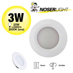 NOSER LED Möbeleinbauleuchte, 3W, weiss