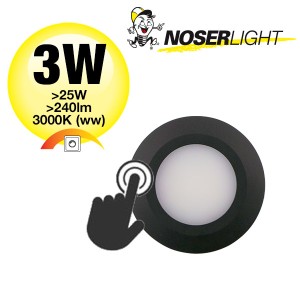NOSER LED Unter- / Einbauleuchte, schwarz, 3W, >240lm, warmweisses Licht