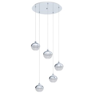 Pendant Light MIOGLIA 1, 5-flames, chrome