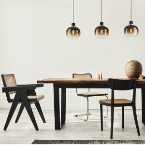 Pendant light OILELLA, 3-flames, black / brass