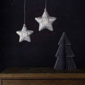 Glass Star Set, silver, 2 pcs.