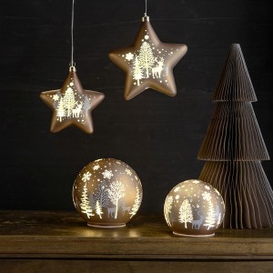 Glass Star Set, brown, 2 pcs.