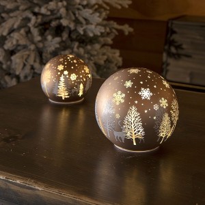 Glass Ball Set, brown, 2 pcs.