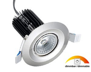NOSER COB-LED Downlight, dimmbar, Farbe stahl-gebürstet, 10W, >600lm, 2700-3000K - warmweiss, Art. Nr. COBDLSG10-WW