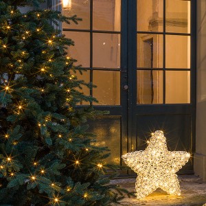 Leonis metal star, 100LED ww, T18xD60cm, 31V/6W - 5m lead wire, indoor&outdoor, silver, warm-white