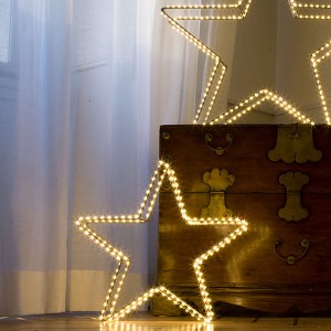 3D Star Argento, 180LED ww, D38cm, silver, 4.5V/6W - 5m lead wire, indoor&outdoor, silver, warm-white