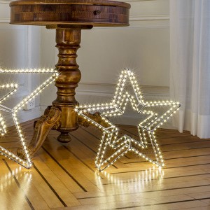 3D Double Star Argento, 420LED ww, D58cm, silver, 12V/9W - 5m lead wire, indoor&outdoor, silver, warm-white