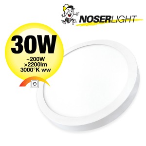 NOSER LED Wand-/Deckenleuchte rund, 30W, 2200lm, weiss, 3000K warmweiss, Art.-Nr.: DLBAB30W-WW