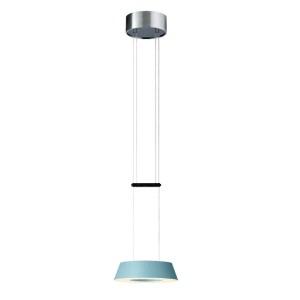 Pendant luminaire GLANCE, 1 light, aquamarin, 120-277V, 50-60Hz, 24V DC, 2 x LED-board, 2700K, 1600lm, 25W, CRI>90, canopy round chrome, incl. gesture control and switch