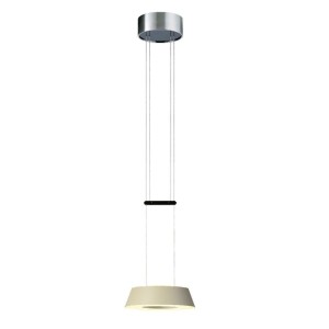 Pendant luminaire GLANCE, 1 light, cashmere, 120-277V, 50-60Hz, 24V DC, 2 x LED-board, 2700K, 1600lm, 25W, CRI>90, canopy round chrome, incl. gesture control and switch