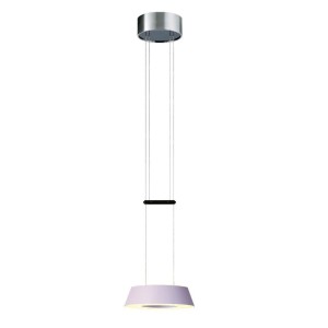 Pendant luminaire GLANCE, 1 light, viola, 120-277V, 50-60Hz, 24V DC, 2 x LED-board, 2700K, 1600lm, 25W, CRI>90, canopy round chrome, incl. gesture control and switch