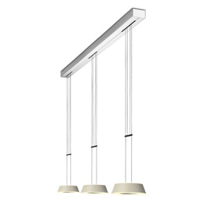 Pendant luminaire GLANCE, 3 lights, cashmere, 220-240V, 50-60Hz, 24V DC, 2700K, 3x 1600lm, 63W, CRI>90, canopy brushed aluminium, incl. gesture control and switch