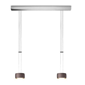 Pendant luminaire GRACE, 2-fold, visible height adjustment, brazilian brown, AC 220-240 V, 50-60Hz, 24V DC, 44W, 2x 1150lm, CRI>90, Tunable White 2200K - 5000K (via Casambi), gesture control, Casambi-module, integrated LED, canopy brushed aluminium