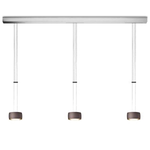 Pendant luminaire GRACE, 3-fold, visible height adjustment, brazilian brown, AC 220-240 V, 50-60Hz, 24V DC, 66W, 3x 1150lm, CRI>90, Tunable White 2200K - 5000K (via Casambi), gesture control, Casambi-module, integrated LED, canopy brushed aluminium