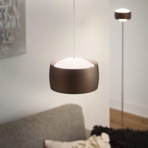 Pendant luminaire GRACE, 1-fold, invisible height adjustment, brazilian brown, AC 100-240V, 50-60Hz, 24V DC, 22W, 1150lm, CRI>90, Tunable White 2200K - 5000K (via Casambi), gesture control, Casambi-module, integrated LED, canopy matt white