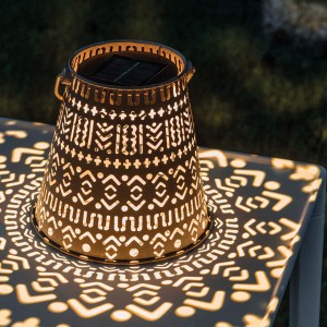 Solar Antic Lantern Boho, 1LED ww, 15x16cm, brown