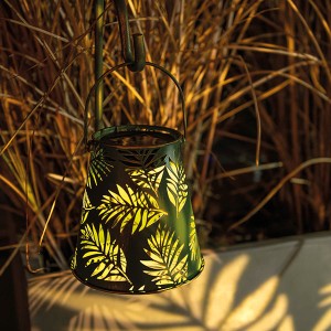 Solar Antic Lantern Bamboo, 1LED warmweiss, 15x16cm, grün