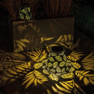 Solar Antic Lantern Bamboo, 1LED warmweiss, 26x21cm, grün