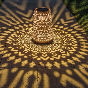 Solar Antic Lantern Boho, 1LED blanc chaud, 32.5x20cm, marron