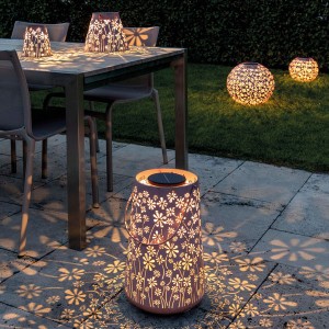 Solar Antic Lantern Daisy, 1LED blanc chaud, 46x28cm, old rose