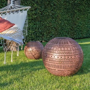 Solar Antic Ball Boho 40, 1LED warmweiss, D40cm, braun