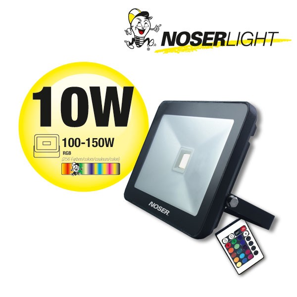 NOSER iLight LED Floodlight 1x10W, black, 800lm, RGB, Item no. 01-410RGBF
